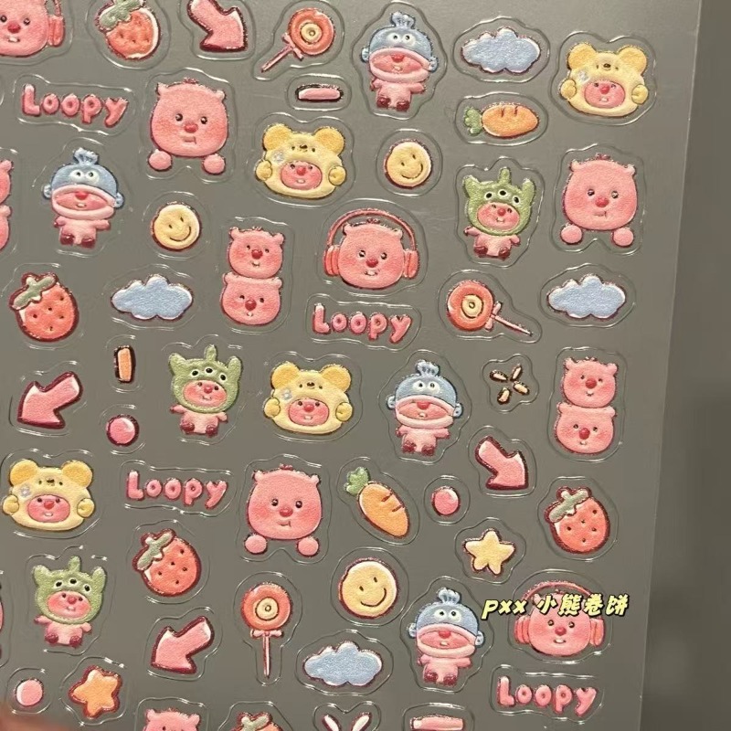 Loopy 3D embossed sticker, tra - Nail Art 评论和价格