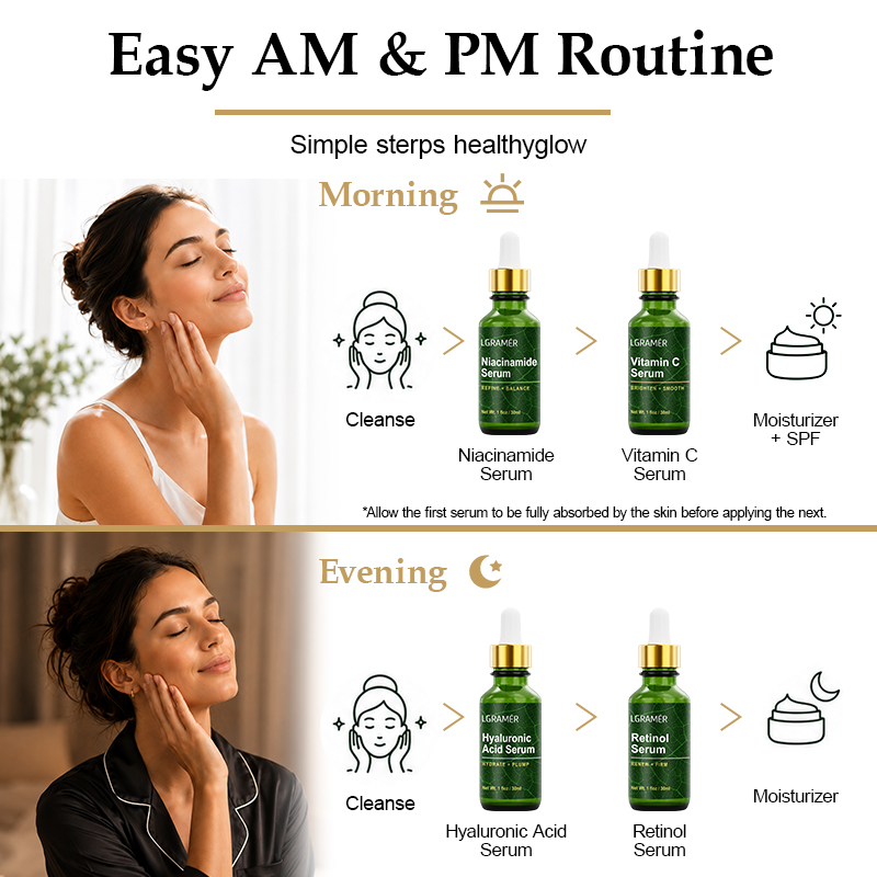 4PCS Facial Serum Set Niacinam - Niacinamide Pore Shrinking Essence 评论和价格