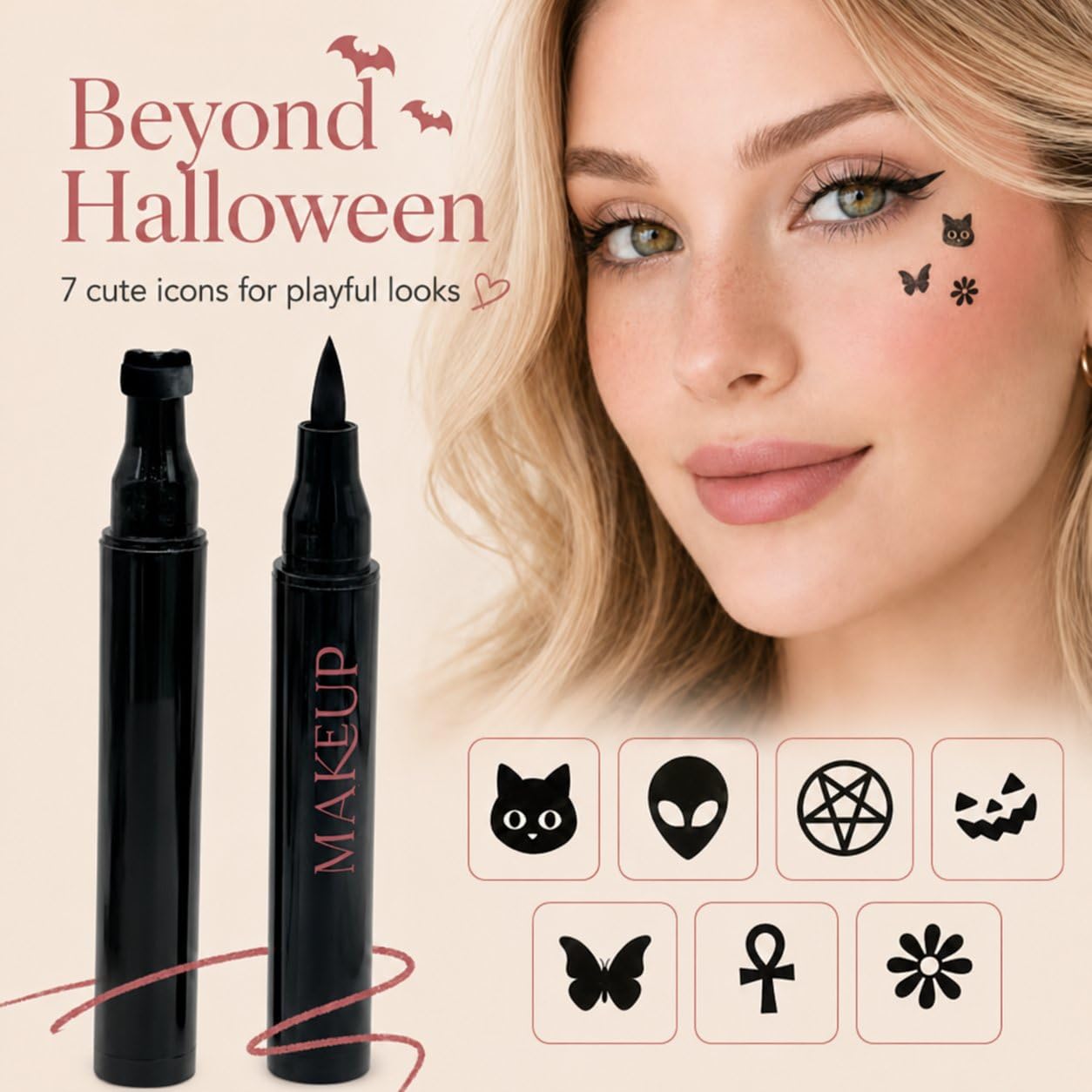 Halloween Dual-Ended Stamp Eye - Waterproof Liquid Eyeliner Pen 评论和价格