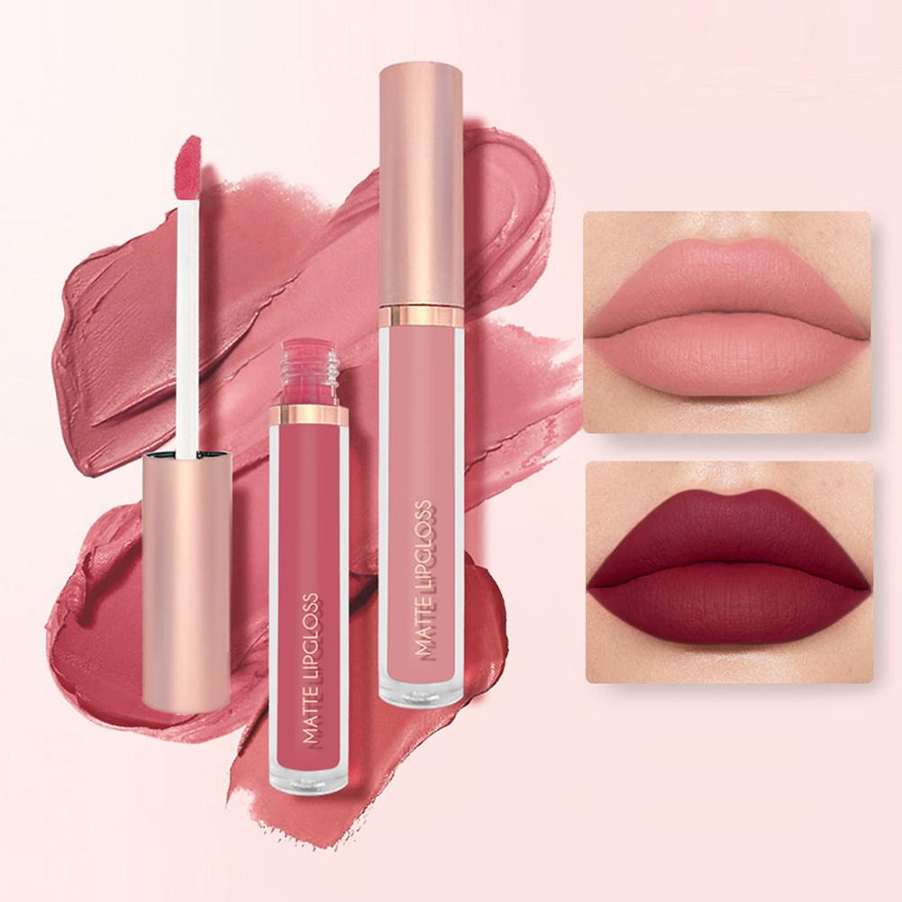3pcs/set Nude Lip Gloss Matte  - Matte Velvet Lip Tint Long Lasting 评论和价格