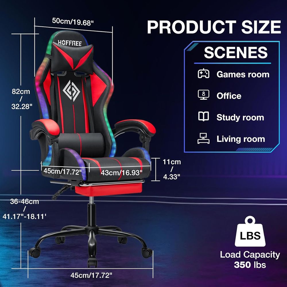 RGB Gaming Chair with Bluetoot - Massage 评论和价格