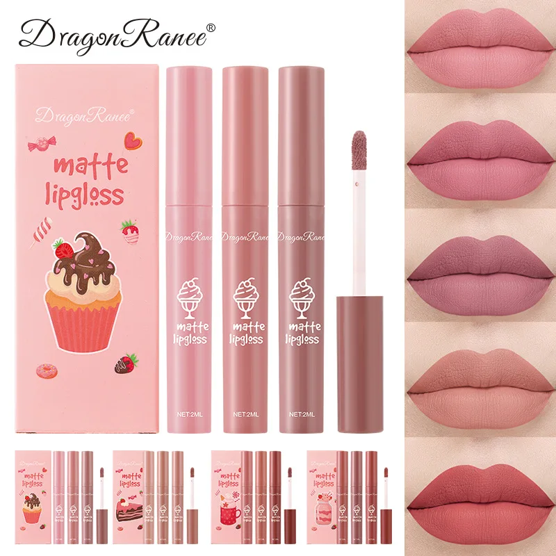 3PCS/Set Velvet Matte Nude Liq - Matte Velvet Lip Tint Long Lasting 评论和价格