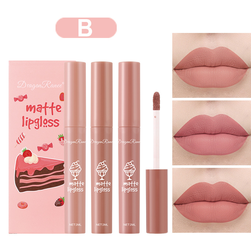 3PCS/Set Velvet Matte Nude Liq - Matte Velvet Lip Tint Long Lasting 评论和价格