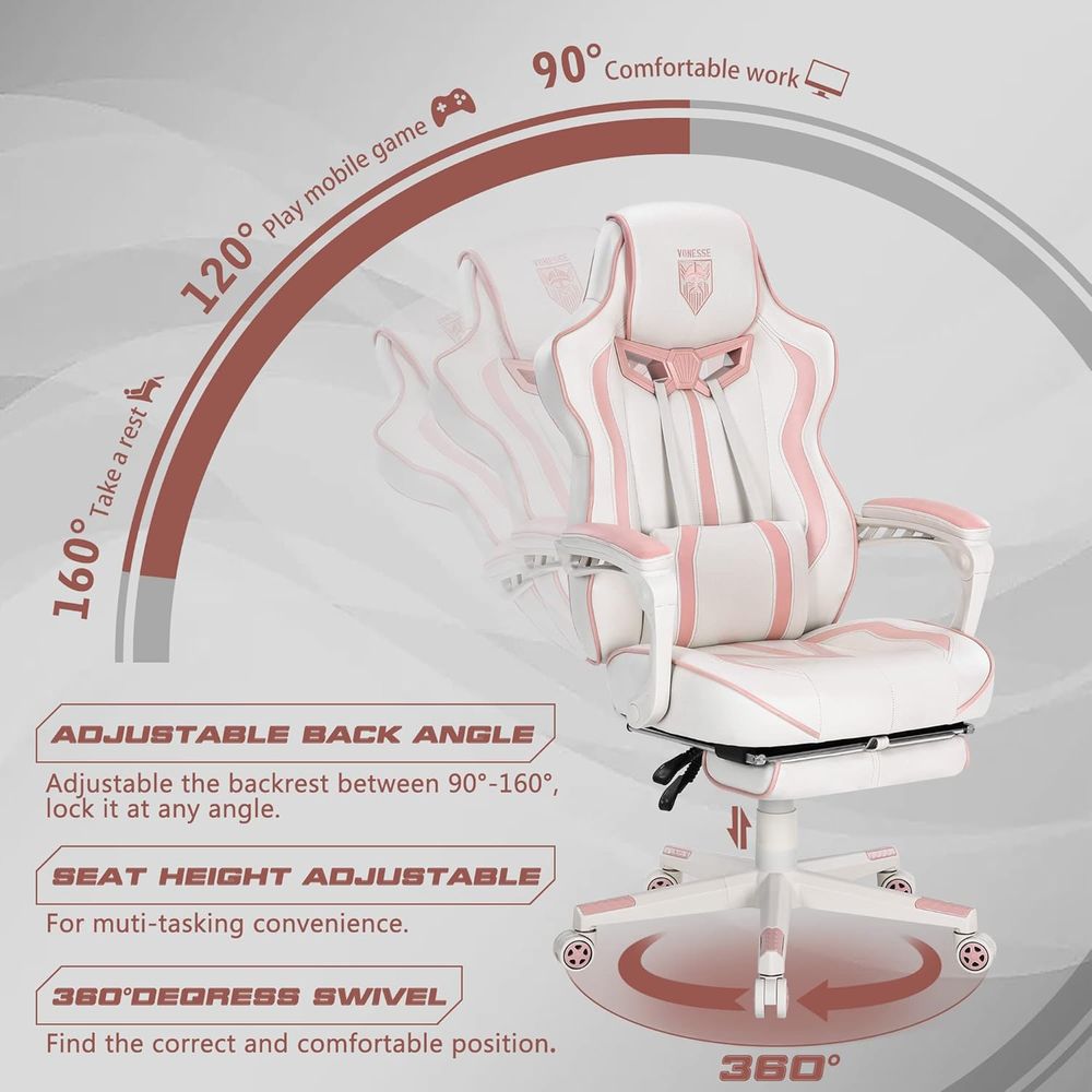 Ergonomic High-Back Gaming Cha - Massage 评论和价格